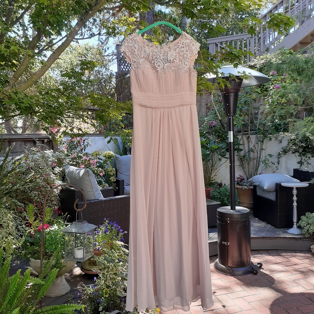 Soft peach bridesmaid dress